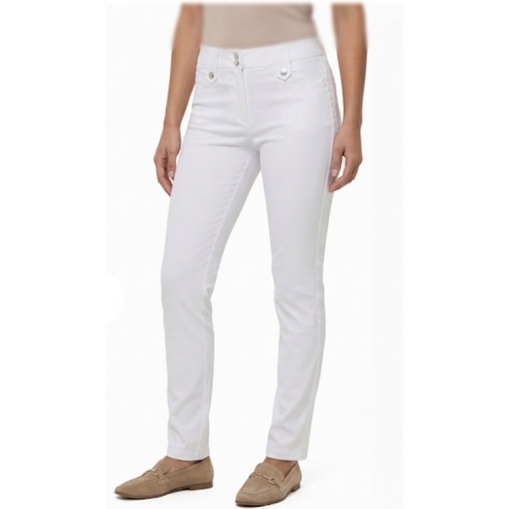 Anatomie Skyler Travel Pants White Slim Fit High‎ Rise AS406 Womens Size L NEW